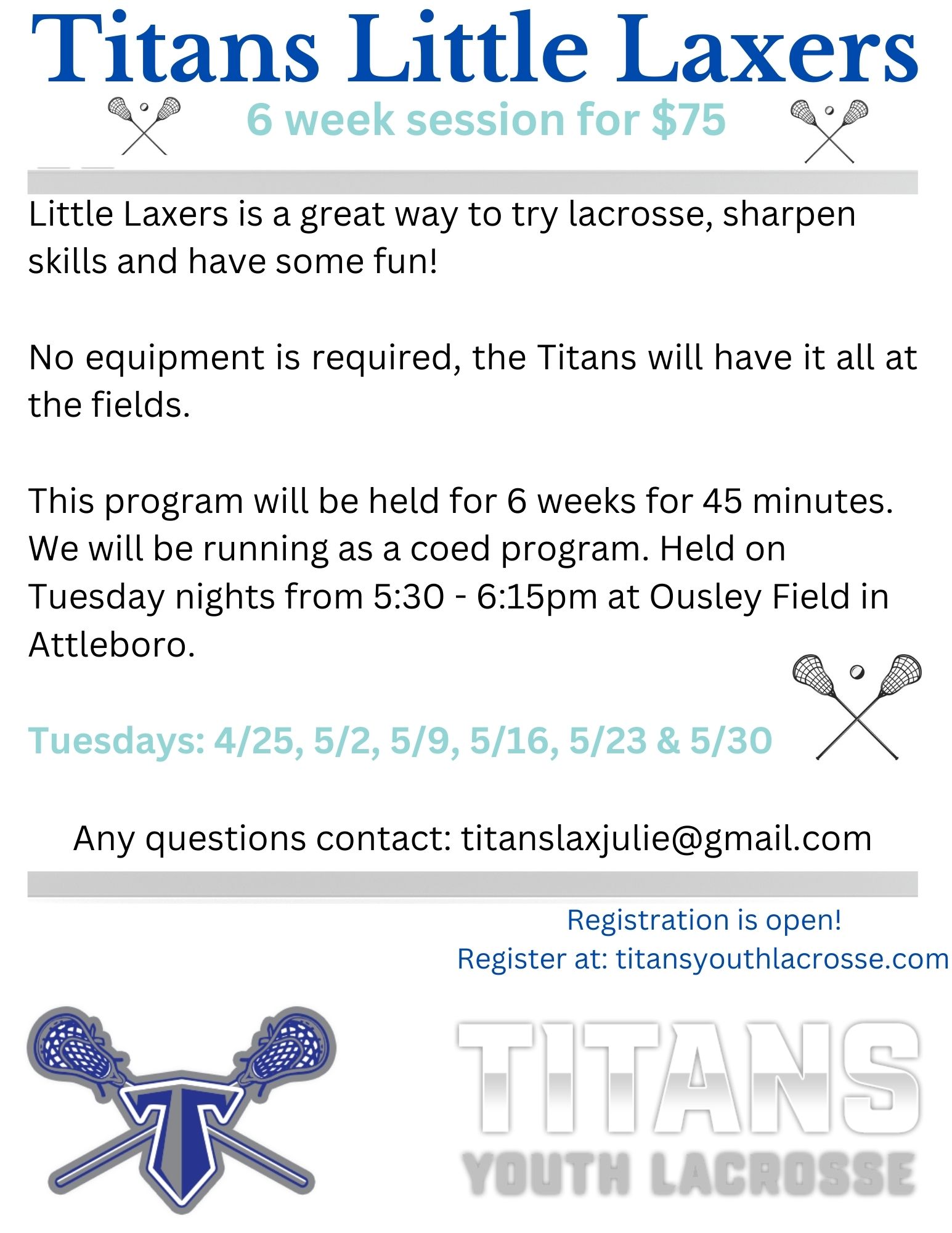 Spring Little Laxers - Registration is OPEN!!!