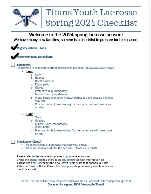 Spring 2024 checklist